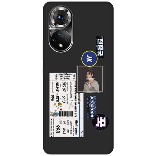 Матовый чехол BTS Stickers для Honor 50 / Huawei Nova 9 / Хонор 50 / Хуавей Нова 9 с 3D эффектом черный матовый чехол space stickers для honor 50 huawei nova 9 хонор 50 хуавей нова 9 с 3d эффектом черный