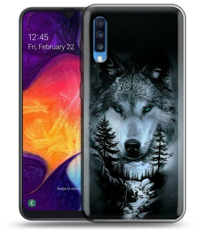 Дизайнерский силиконовый чехол для Самсунг Галакси А70 / Samsung Galaxy A70 Лесной волк