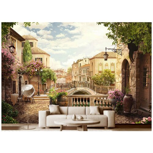 Фотообои на стену флизелиновые Модный Дом Красивая улочка в Италии 400x270 см (ШxВ), фотообои город