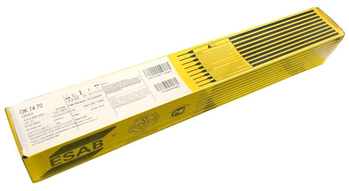 Электроды ESAB OK 74.70, диам. 4,0x450 мм (6кг) - фотография № 1