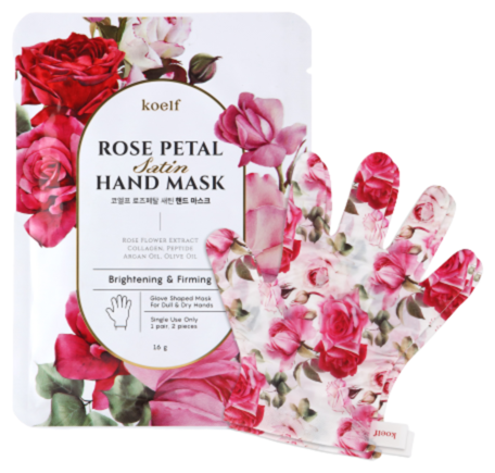 Koelf Маски-перчатки для рук «роза» - Rose petal satin hand mask, 16г