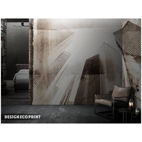Дизайнерские фотообои с Небоскребами, обои город в стиле лофт 390х270 см, флизелиновая основа, экочернила