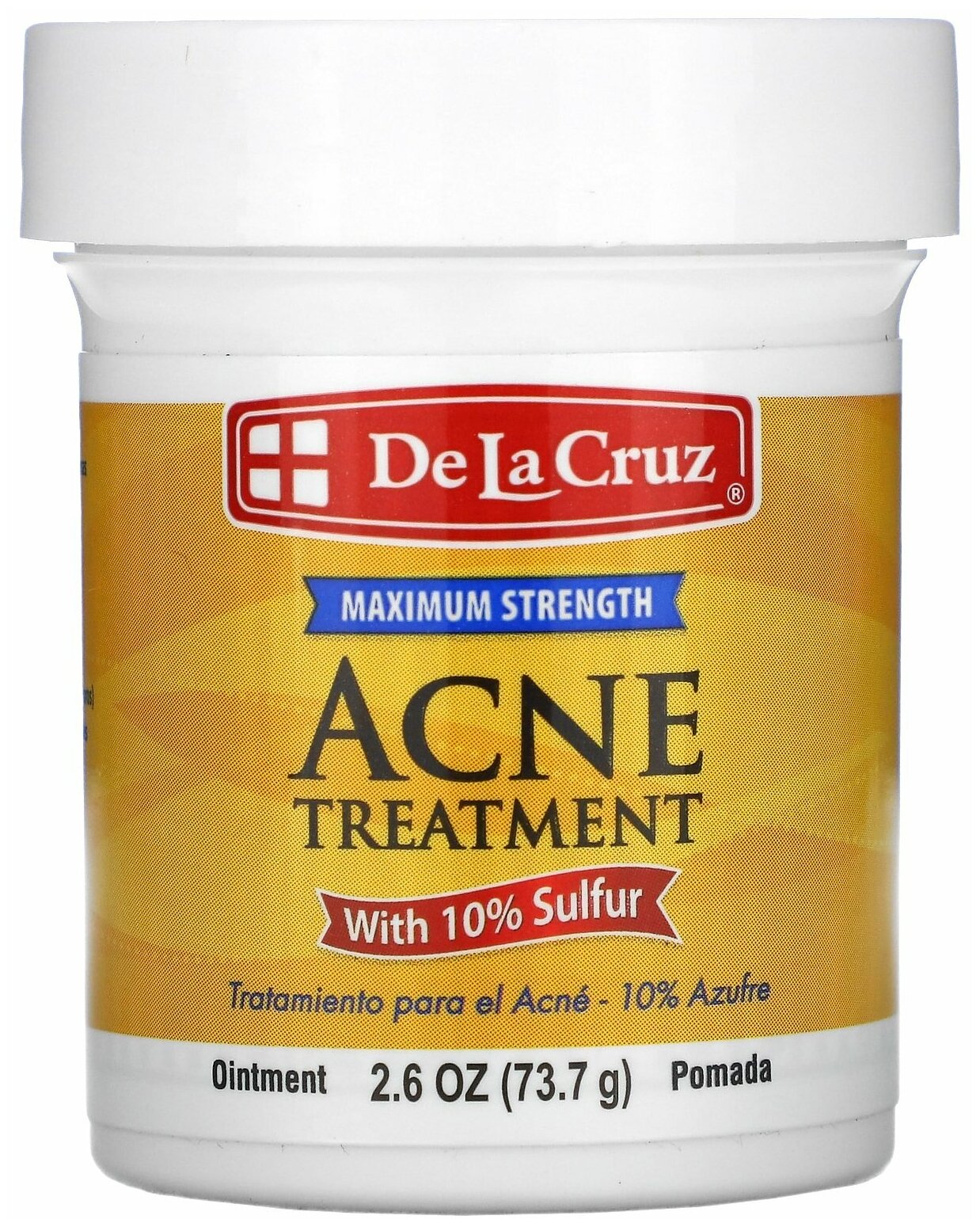 De La Cruz Серная мазь-крем лечение акне максимальный эффект 2.6 унции (73.7 г)