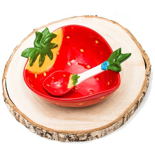 Салатница тарелка с ложой Клубника, 30256