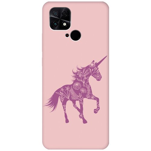 Силиконовый чехол на Xiaomi Poco C40, Сяоми Поко С40 Silky Touch Premium с принтом Floral Unicorn светло-розовый силиконовый чехол на xiaomi mi 10 сяоми ми 10 silky touch premium с принтом floral unicorn светло розовый