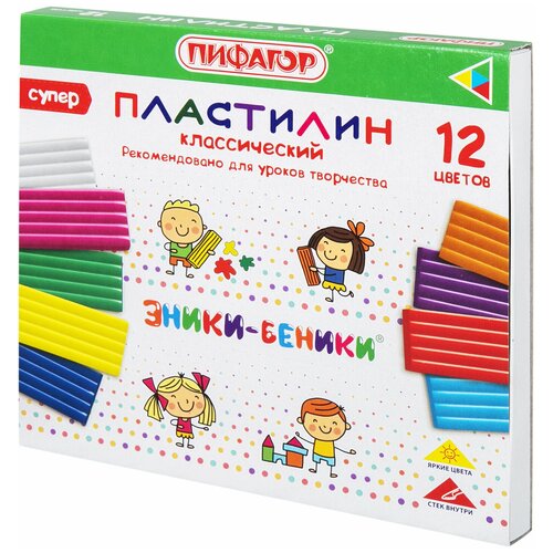 Пластилин классический пифагор эники-беники супер, 6 цветов, 120 г, стек, 106428