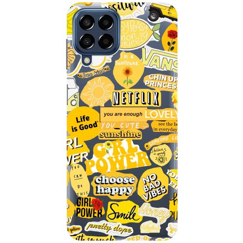 Силиконовый чехол с принтом Hippie Stickers для Samsung Galaxy M33 5G / Самсунг М33 5г силиконовый чехол с принтом better ashamed для samsung galaxy m33 5g самсунг м33 5г