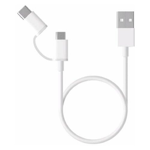 Кабель XIAOMI Mi 2-in-1 USB Cable Micro-USB to Type-C, 0.3 м, белый (SJV4083TY) , 1 шт. xiaomi кабель с переходником xiaomi usb micro usb type c 100 см