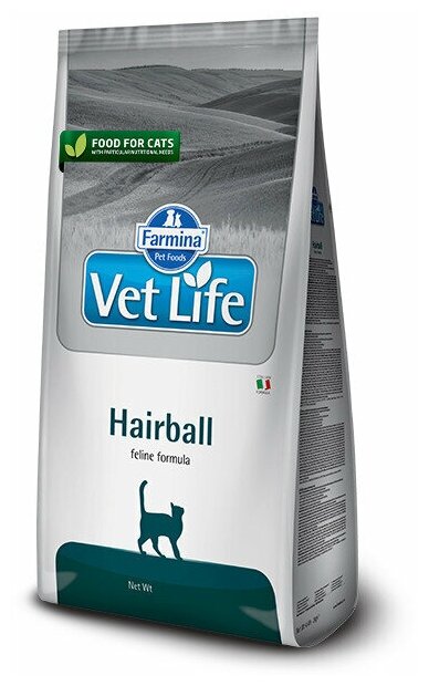 Сухой диетический корм, выведение шерсти, для кошек Farmina Vet Life Feline Hairball, 0,4 кг - фотография № 3