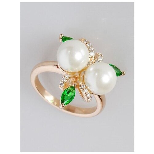 фото Кольцо помолвочное lotus jewelry, жемчуг swarovski синтетический, размер 18, белый