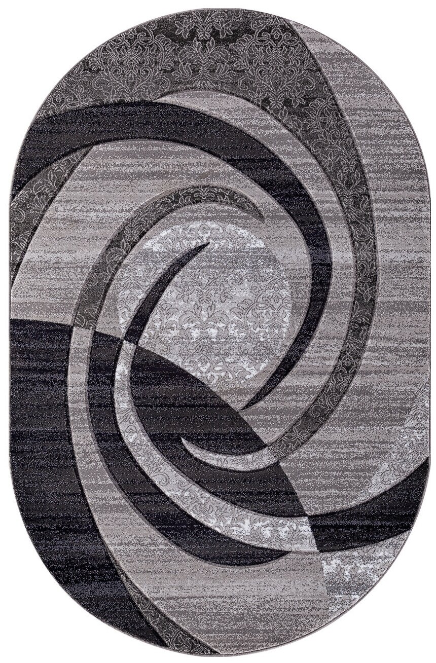 фото Ковёр Merinos Mega Carving 80x150 овальный серый d264