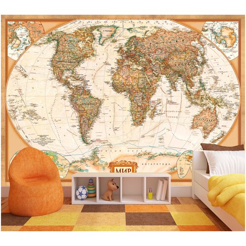 Фотообои флизелиновые 250х170см на стену Серия map deluxe карта мира Обои для гостинойспальникухнидетской комнаты мальчикадевочки 4132₽