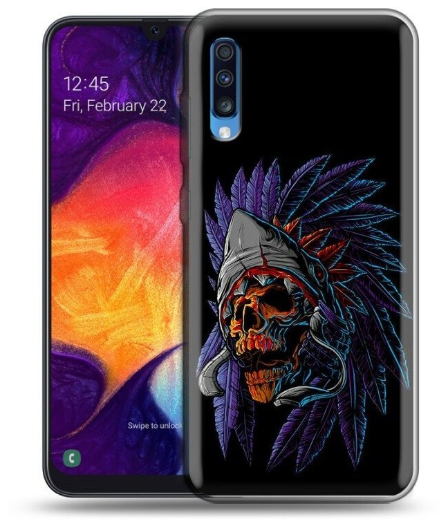 Дизайнерский силиконовый чехол для Самсунг Галакси А70 / Samsung Galaxy A70 Череп индейца