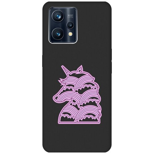 Матовый чехол Rainbow Unicorn для Realme 9 Pro+ / Рилми 9 Про+ с 3D эффектом черный матовый чехол lady unicorn для realme 9 pro рилми 9 про с 3d эффектом бирюзовый