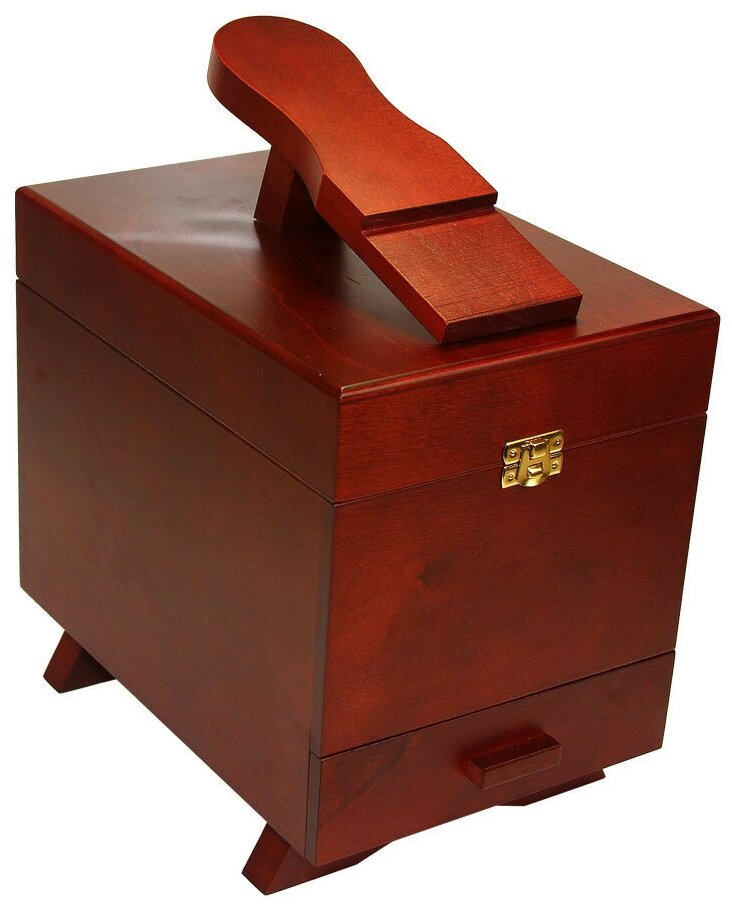 фото Ящик деревянный с подставкой для ноги для обувной косметики и аксессуаров