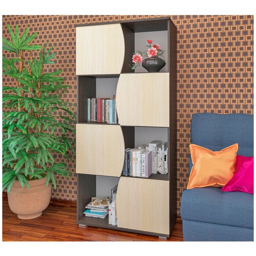 Стеллаж Астра-10 / Стеллаж с полками / Стеллаж книжный (Венге/Дуб молочный)