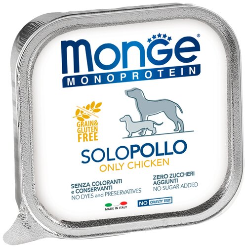 Влажный корм для собак Monge Monoprotein, беззерновой, курица 1 уп. х 1 шт. х 150 г (для мелких пород)