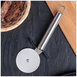 Нож для теста и пиццы Доляна «Металлик», 19,5 см, цвет серебряный