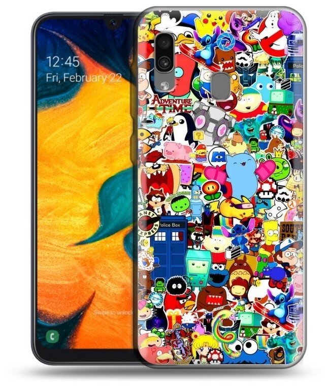 Дизайнерский силиконовый чехол для Самсунг А30 / Самсунг А20 Яркие стикеры