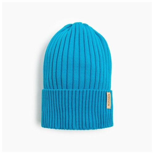 фото Шапка minaku, размер 56, голубой, бирюзовый