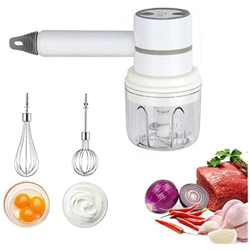 Миксер ручной электрический беспроводной блендер ручной 2 насадки и 250 мл смесительная чашка Белый 199900₽