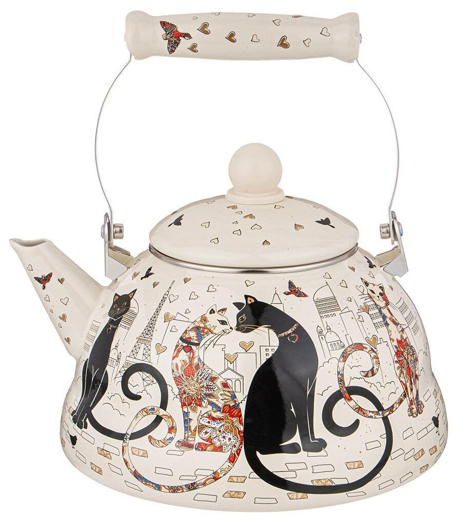 Чайник эмалированный 30л серия парижские коты Agness (934-392)