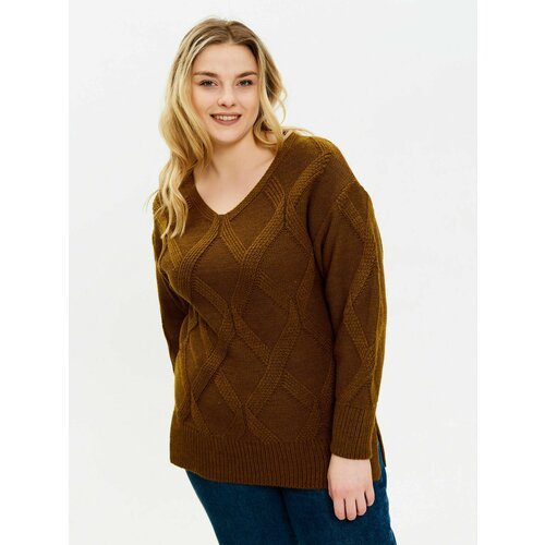 Пуловер, размер 48, коричневый