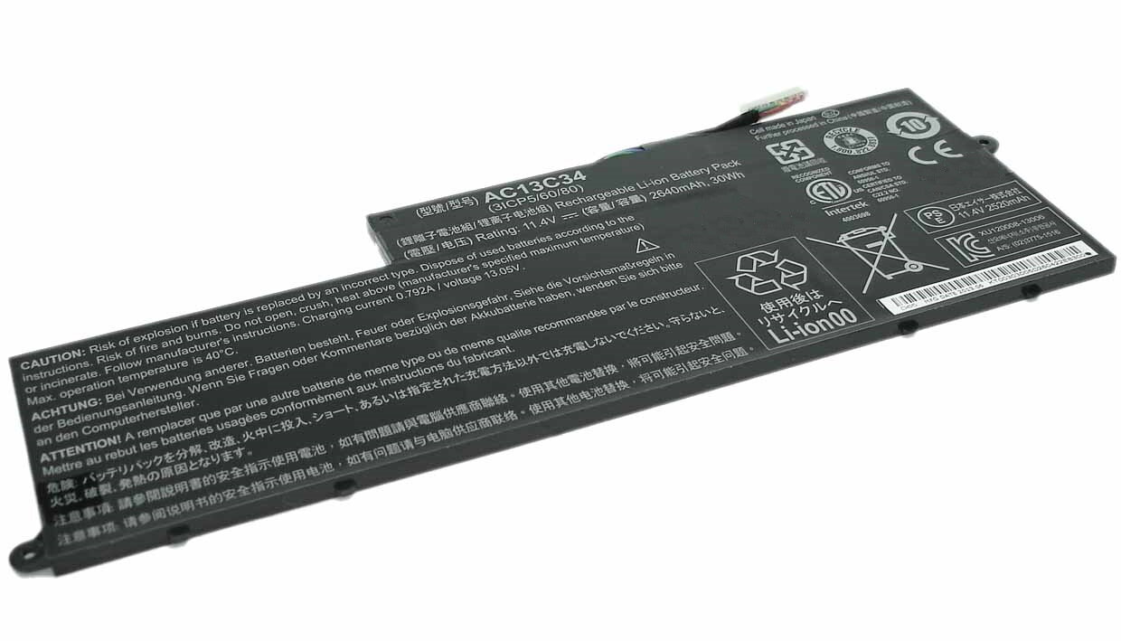 Аккумулятор AC13C34 для ноутбука Acer Aspire E3-112 11.4V 30Wh (2600mAh) черный