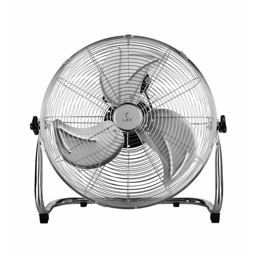 Вентилятор напольный LEX LXFC 8384 Мощность 120 Вт диаметр лопастей 46 см 3 лопасти обдува материал лопастей алюминий регулировка угла обдува по высоте 90 3 скорости вращения защита от перегрева 1185800₽