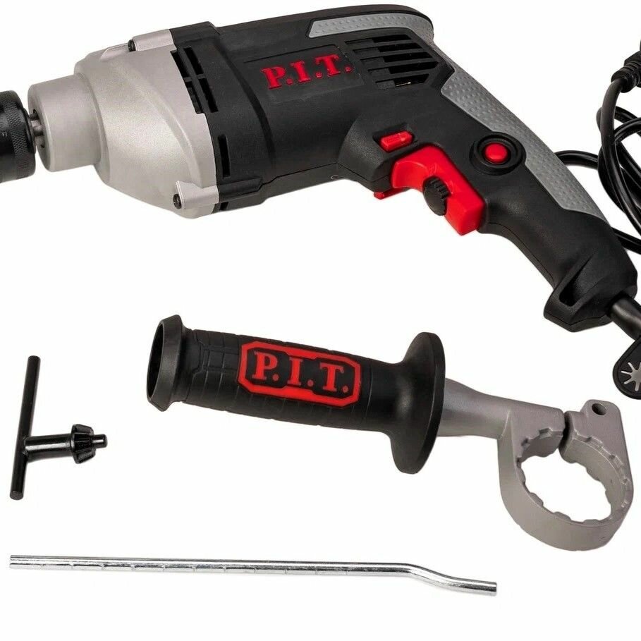 Дрель ударная сетевая P.I.T. PSB13-C8, 950Вт, реверс, регулировка об. 0-3000 — фото 1