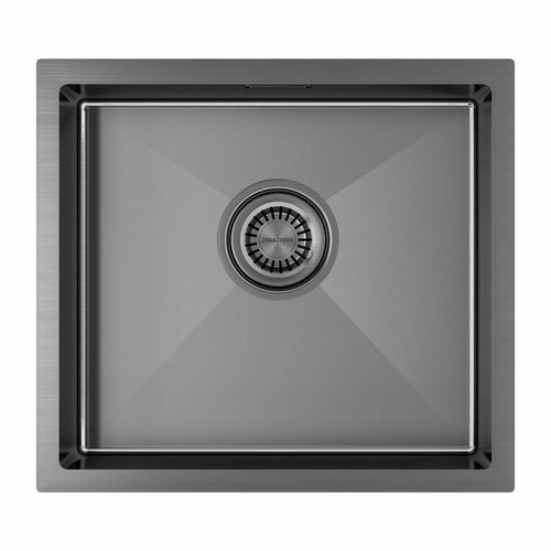 фото Кухонная мойка из нержавеющей стали paulmark aller 44 uni, 440х440 мм, pvd и шумопоглащающее покрытие, врезная, подстольная и вровень со столешницей, цвет вороненая сталь