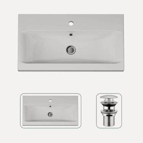 Изображение товара Раковина для ванной AM.PM с донным клапаном в комплекте, современная, 42см, белая