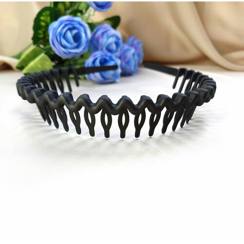 Черный пластиковый ободок-гребень для волос / мужской / женский
