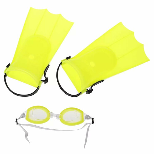 Набор для ныряния маска с трубкой и ластами цвета оранжевый желтый синий и зеленый ассорт 515₽