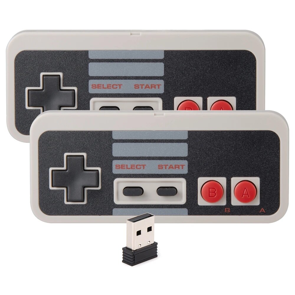 Беспроводной контроллер 2,4 ГГц для игр NES, Классический джойстик USB для ПК в ретро стиле для Windows, ПК, MAC, Linux, Genesis, Raspberry Pi, Retropie, 2pcs Grey