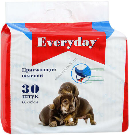 EVERYDAY 30 шт 60х45 см пеленки для животных впитывающие гелевые
