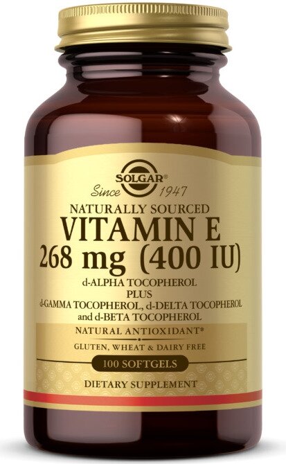 Solgar Vitamin E 268 мг (400 IU) Mixed (d-Alpha Tocopherol and Mixed Tocopherols), Витамин Е (смешанные токоферолы) 400 МЕ 268 мг 100 гел. капсул