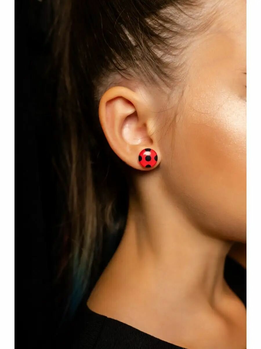 Серьги пусеты Слонвиш, черный/красный