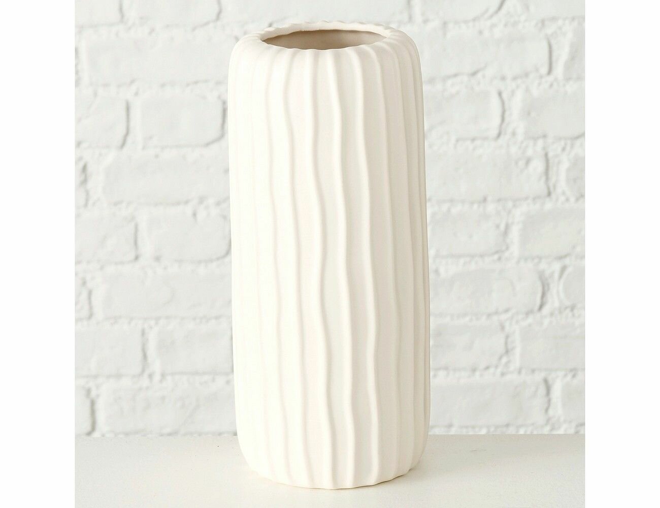 Керамическая ваза цилиндрическая, белая, 26 см, Boltze