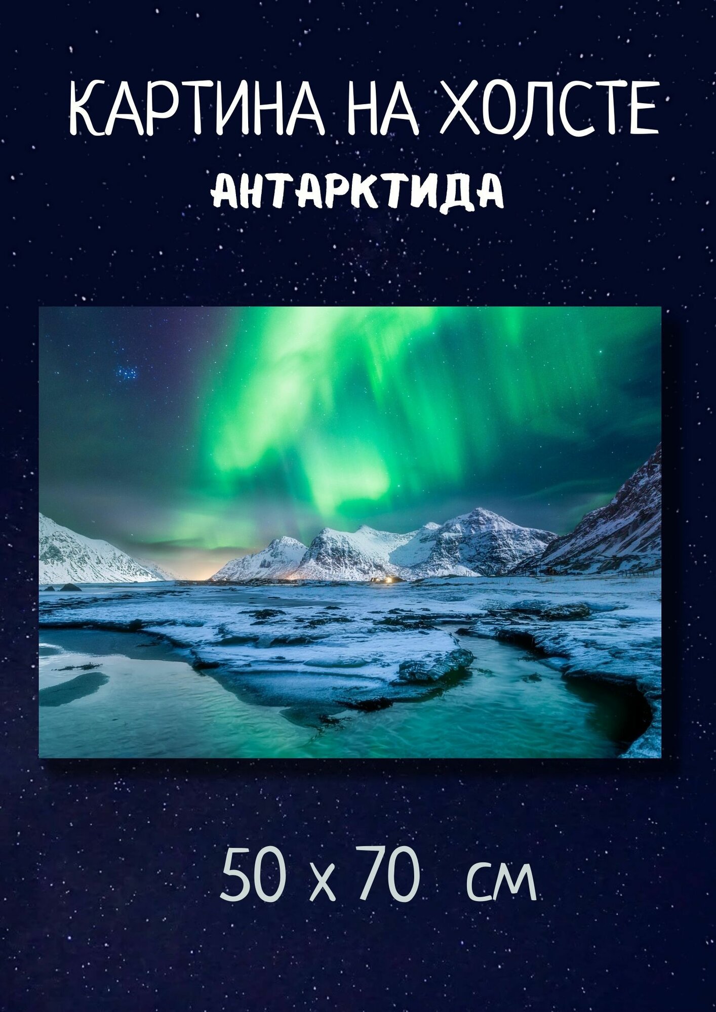 Картина 70х50 для интерьера на стену "Антарктида"