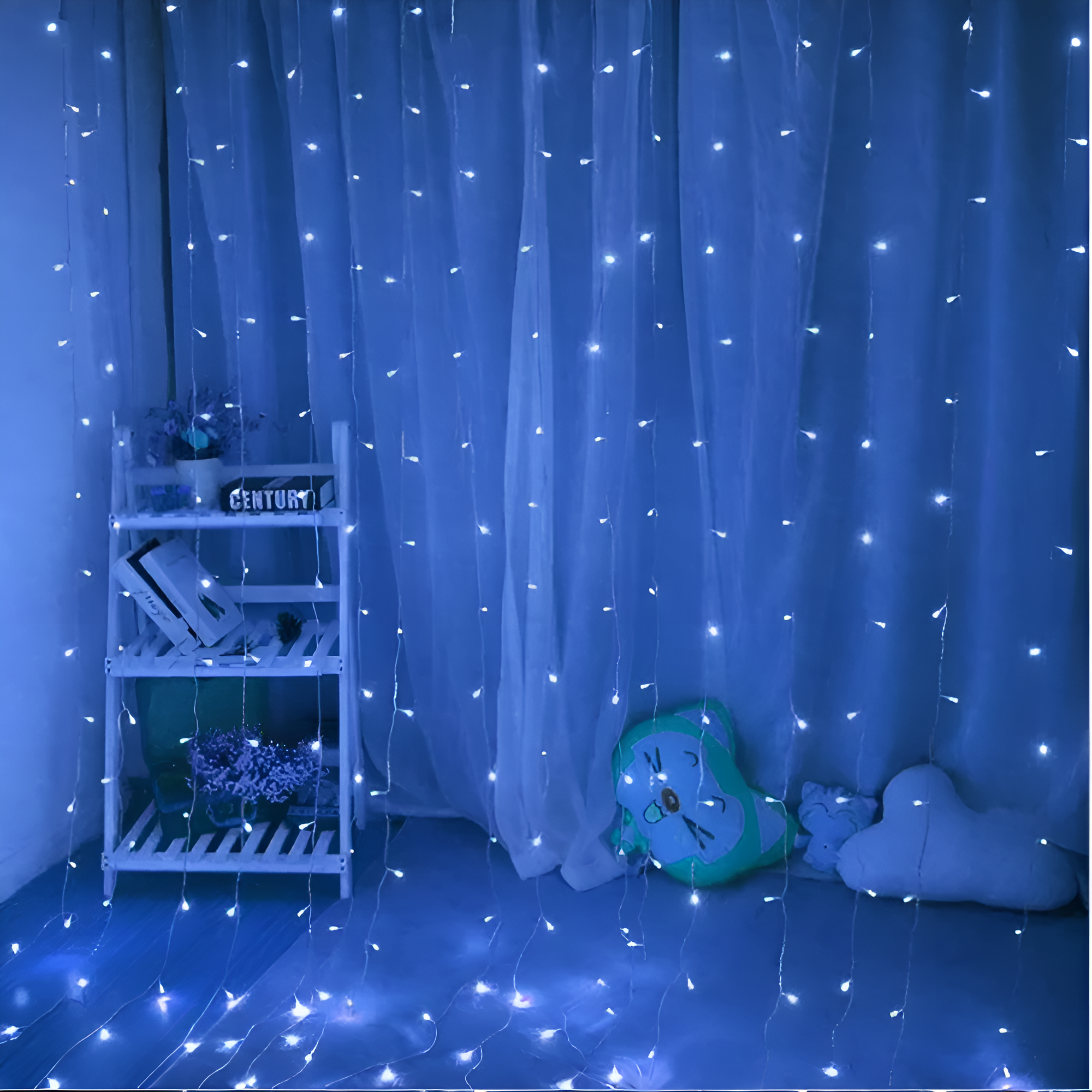 Гирлянда штора на окно гирлянда 3x3 синий прозрачный провод контроллер удлинитель 4 метра