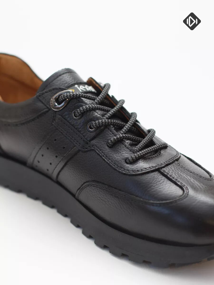 Шнурки IERDI для ботинок кроссовок и берцев круглые, черно-серые, длина 100см, диаметр 4.5мм — фото 1