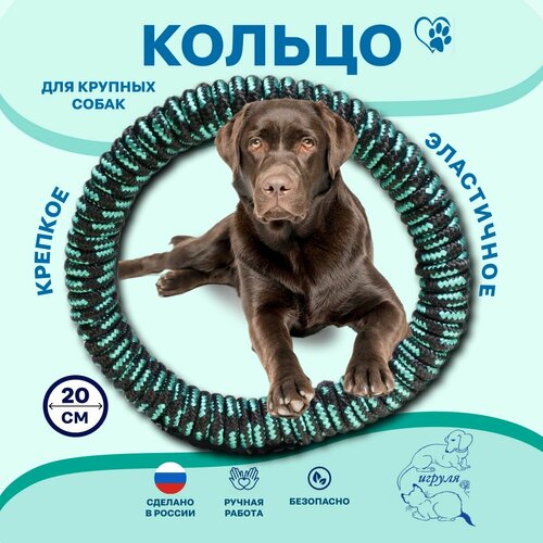 Эластичное кольцо для игр и тренировки крупных собак 20 Зел. Игрушка (апорт, пуллер, канат, резиновые кольца, тренировочный снаряд) для больших собак средних и крупных пород.
