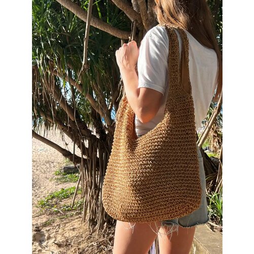 Сумка шоппер TRAVELKIN, фактура плетеная, коричневый