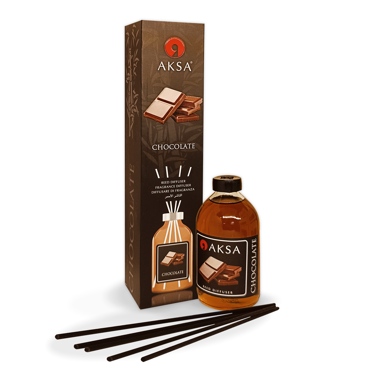 Ароматизатор для дома, Диффузор ароматический с палочками Aksa Chocolate (Шоколад) 100мл