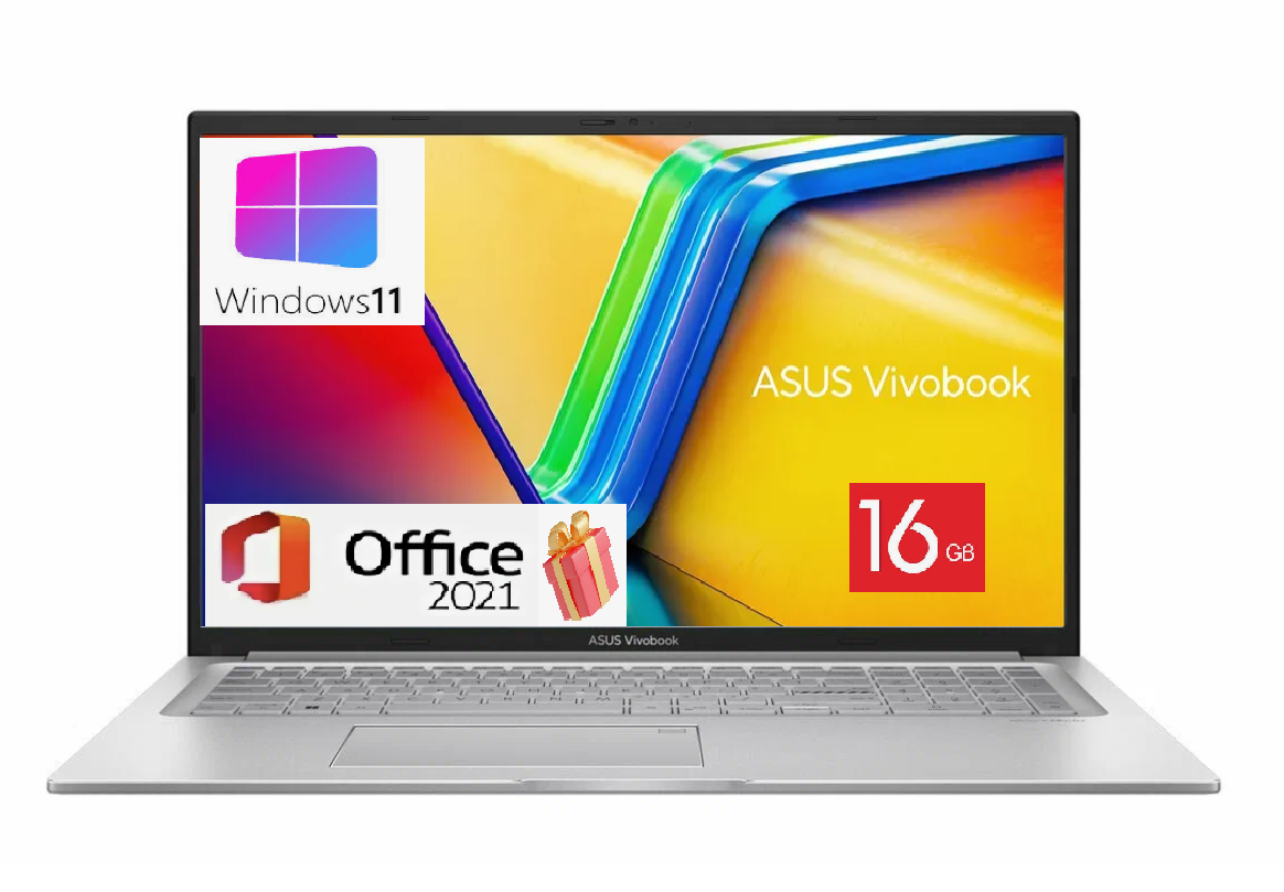 ASUS X1704ZA Ноутбук 17.3", Intel Core i3 1215U-6 ядер до 4.4 ггц , RAM 16 ГБ, SSD 512 ГБ, Intel UHD Graphics, Win 11PRO+MS Office 21, серый, Русская раскладка