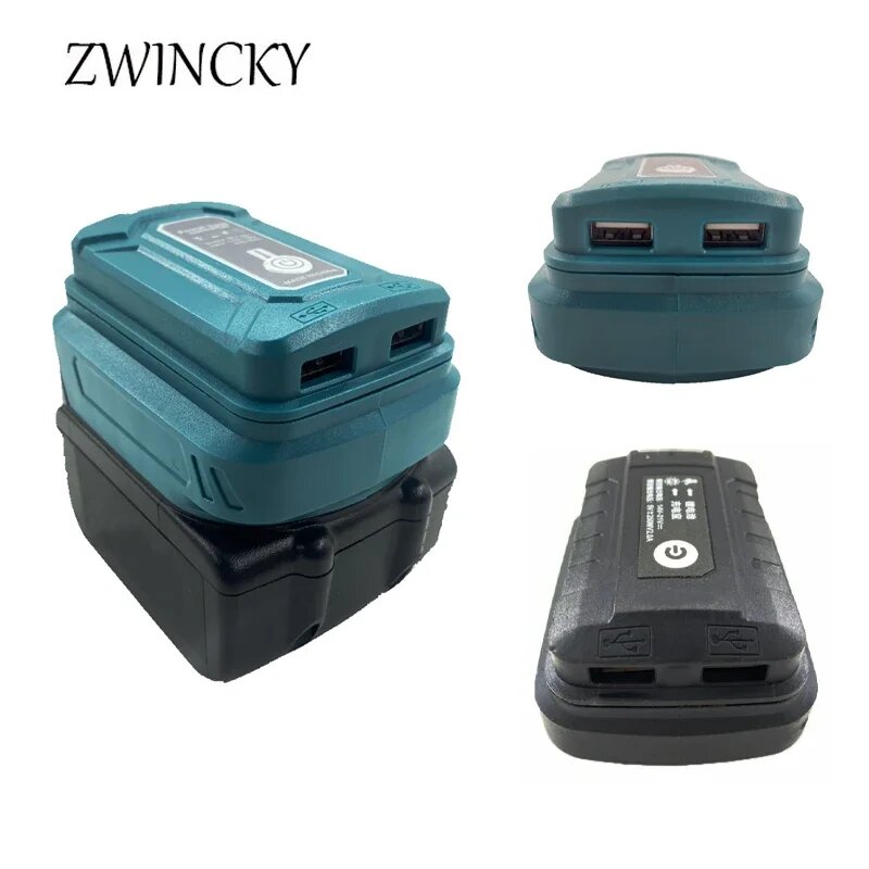 USB адаптер для аккумулятора Makita ZWINCKY с фонариком, Синий — фото 1
