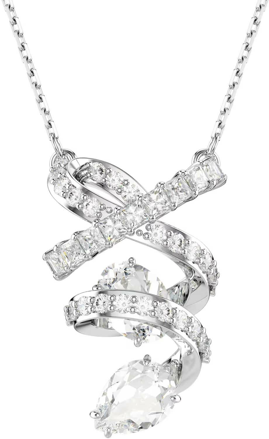 Колье SWAROVSKI, кристаллы Swarovski, длина 57 см, серебряный, бесцветный