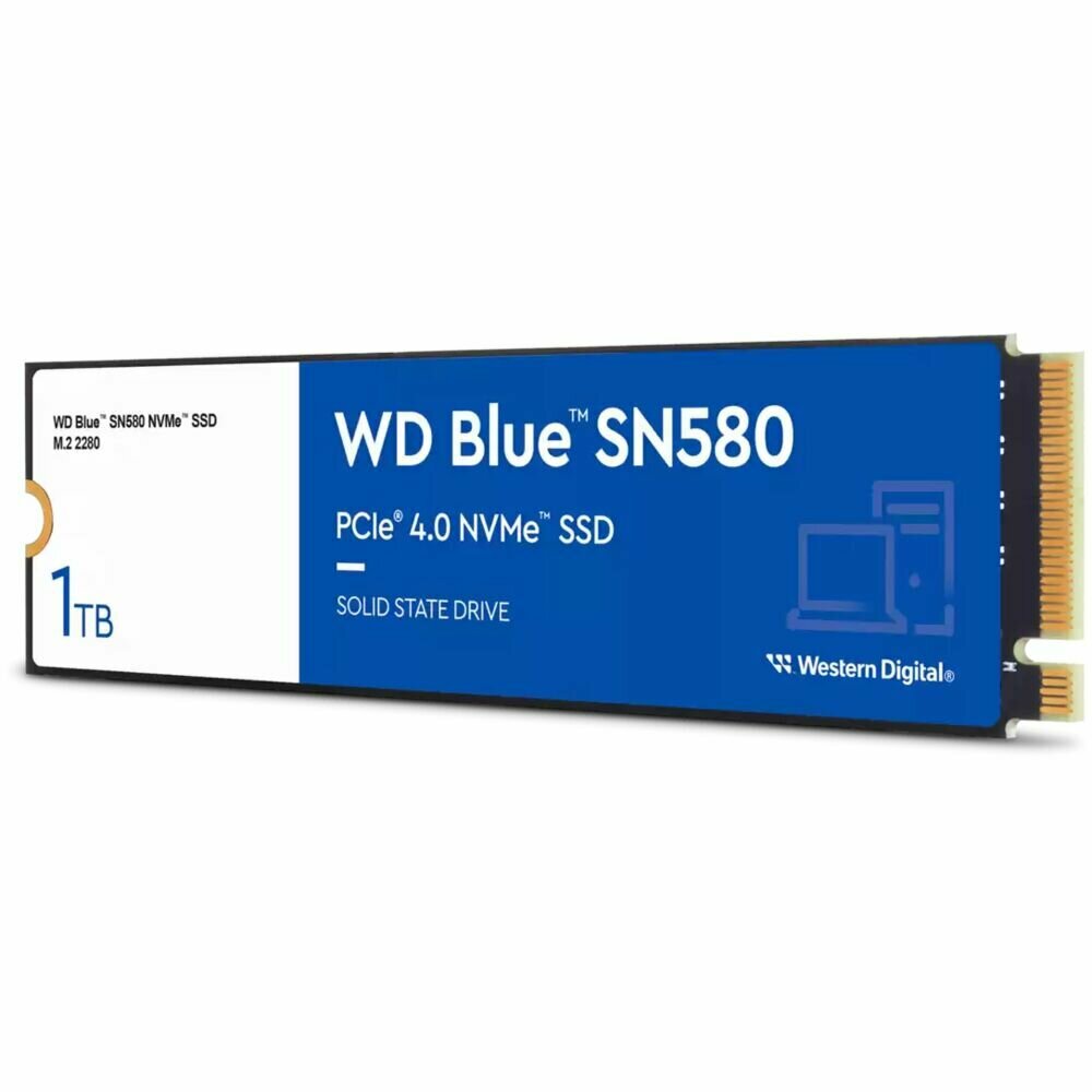 Диск SSD Western Digital Blue SN580, 1TB, форм-фактор M.2, интерфейс PCI-E, синий — фото 1