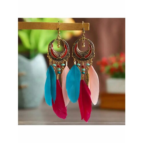 Серьги дерево бирюзовый розовый красный голубой золотой 485₽